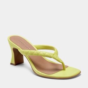AEROSOLES Women Lime Green Thong Mule Heel Sandals SZ5 Party Y2K Cocktail 90s